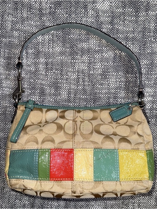 Coach Handbags - Coach Vintage Pastel Spring Patchwork Baguette Purse Y2K shoulder leather Canvas